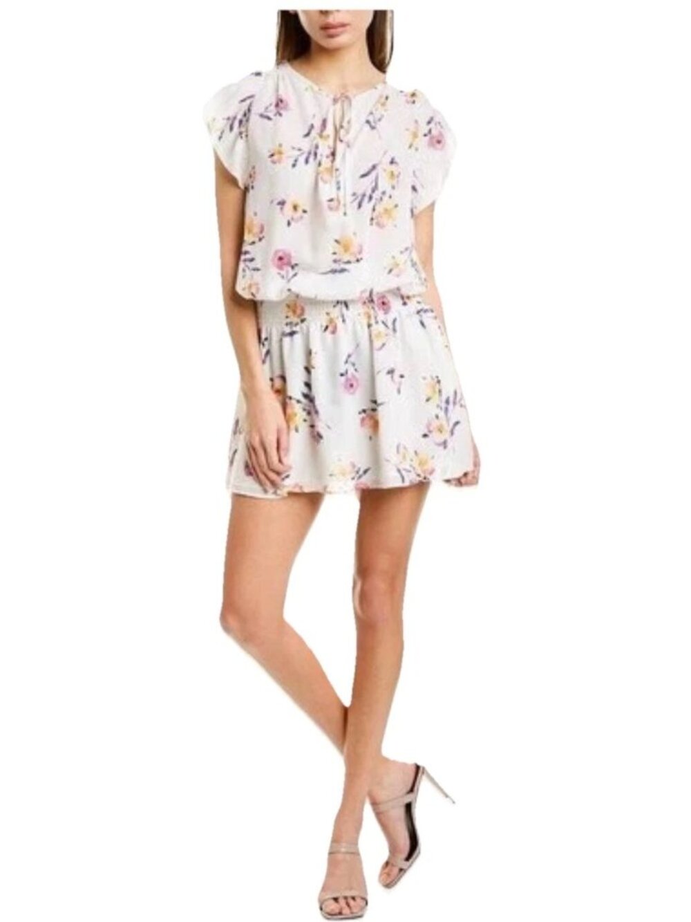 PARKER Primrose Floral Print Flutter Drop Waist Mini Dress Sz M NWT MSRP$358